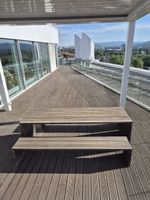 Hochwertiges Balkonmöbelset - 1 x Holztisch mit 2 x Bank