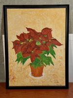 Original Poinsettia Big Painting - acrylic signed