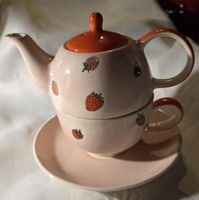 Tea for one Set Keramik Handbemalt Gestabelt 3Teile zusammen