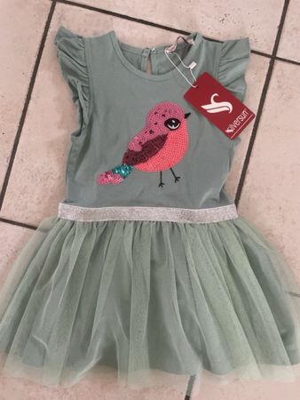 mintfarbenes Kleid mit Vogel-Applikation, Gr.92silversun Neu