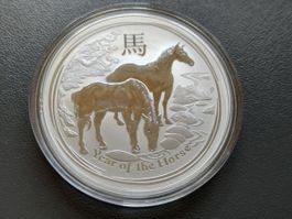 1 OZ UNZE LUNAR 2 YEAR OF THE HORSE 2014 PFERD SILBER 999