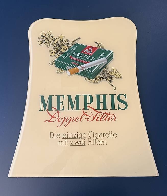 Insegne: Hinterglasschild Memphis Zigaretten um 1960 – Usato da Nidau venduto da Nintschgu