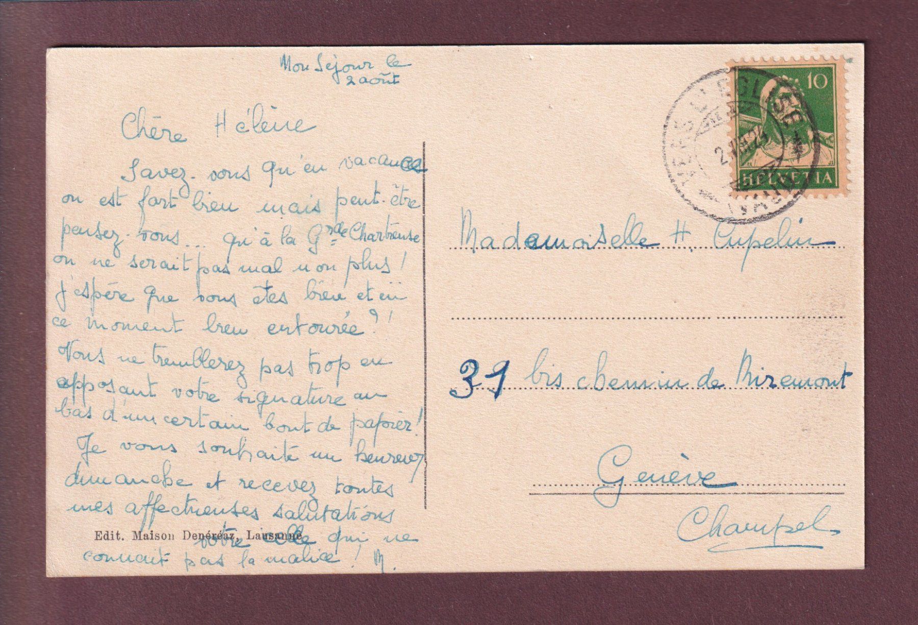 Cartoline postali: LAC LIOSON - 1924 – Usato da Pully venduto da nicecards 1