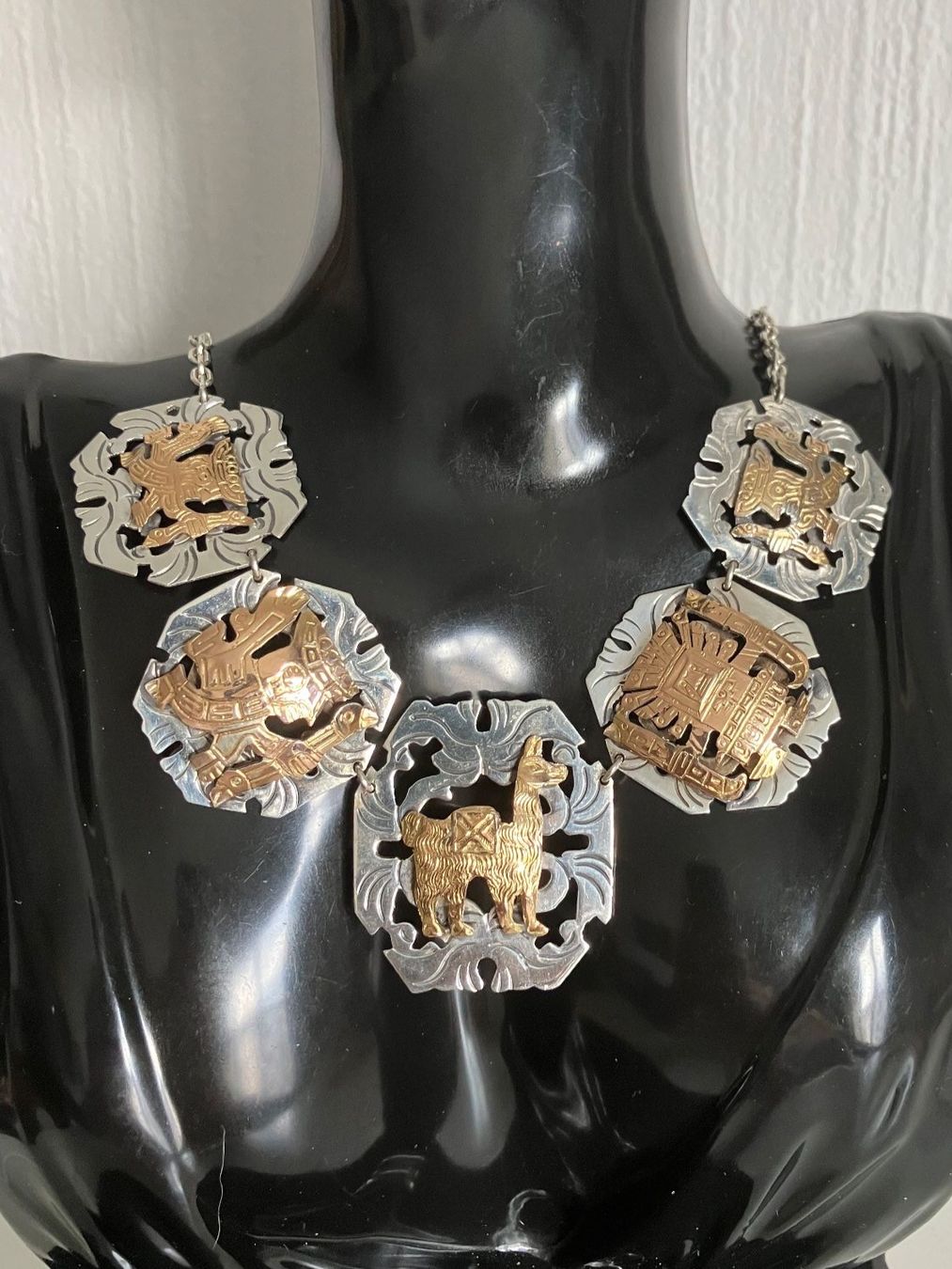 Ketten: Collier Aztec Cuzco Pérou, argent  925 et or, i – Gebraucht aus Peseux von CharmeCommerce 1