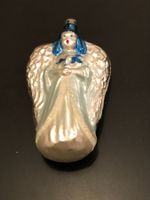 Sehr hübsche Weihnachtskugel, Engel Silber mit blau