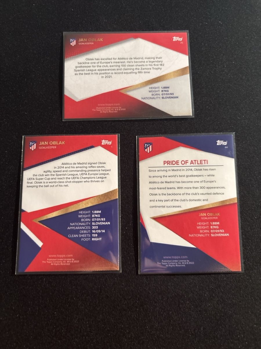 Topps Carte collezionabili: Jan Oblak Lot - Atletico Madrid - Topps Team Sets  – Usato da Kaiseraugst venduto da Baum_12 1