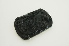 Schnitzerei Anhänger schwarzer Stein Phönix China Amulett
