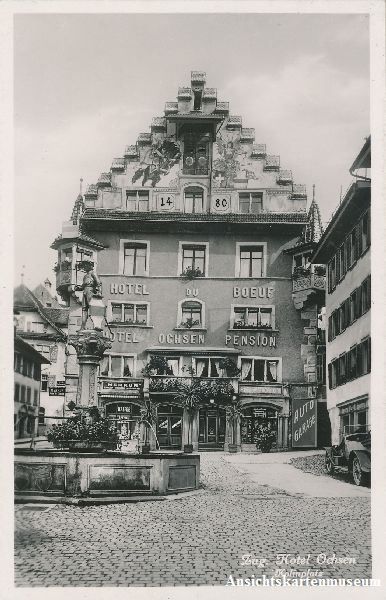 Ansichtskarten: Zug - Hotel Ochsen Kolinplatz + c1936 – Gebraucht aus Emmenbrücke von teestube