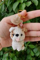 Amigurumi Schlüsselanhänger mit Hund Englische Bulldogge 