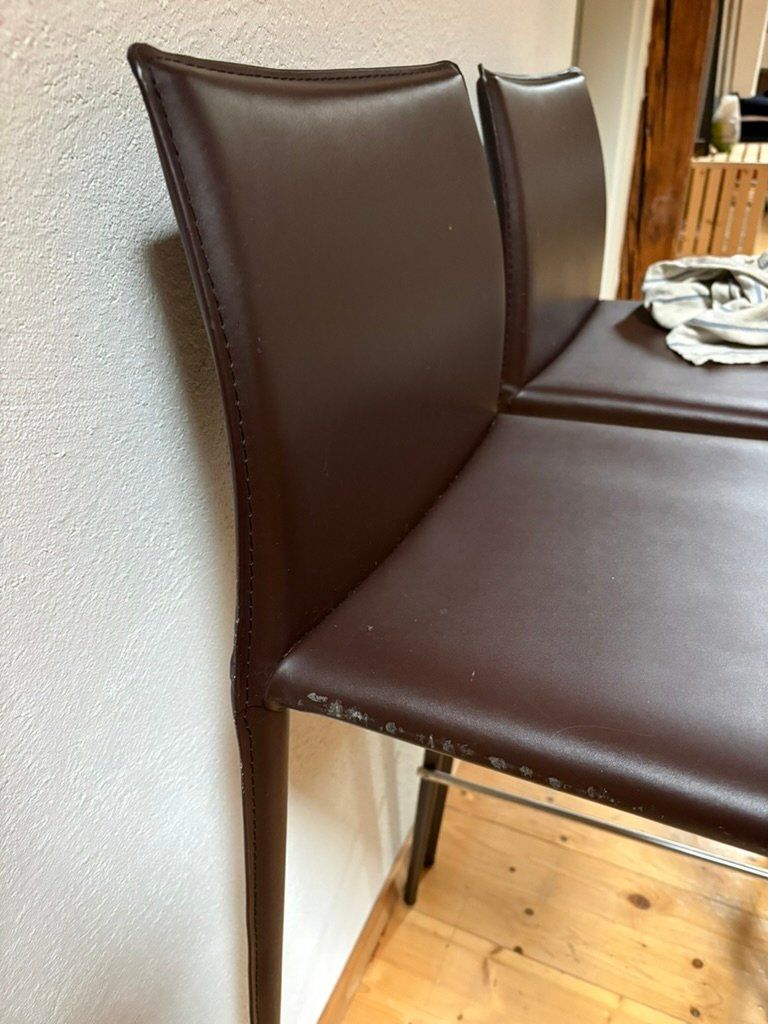 Sedie: 4 x Barstühle, dunkelbraune Lederoptik – Usato da Cham venduto da wirthomas 3