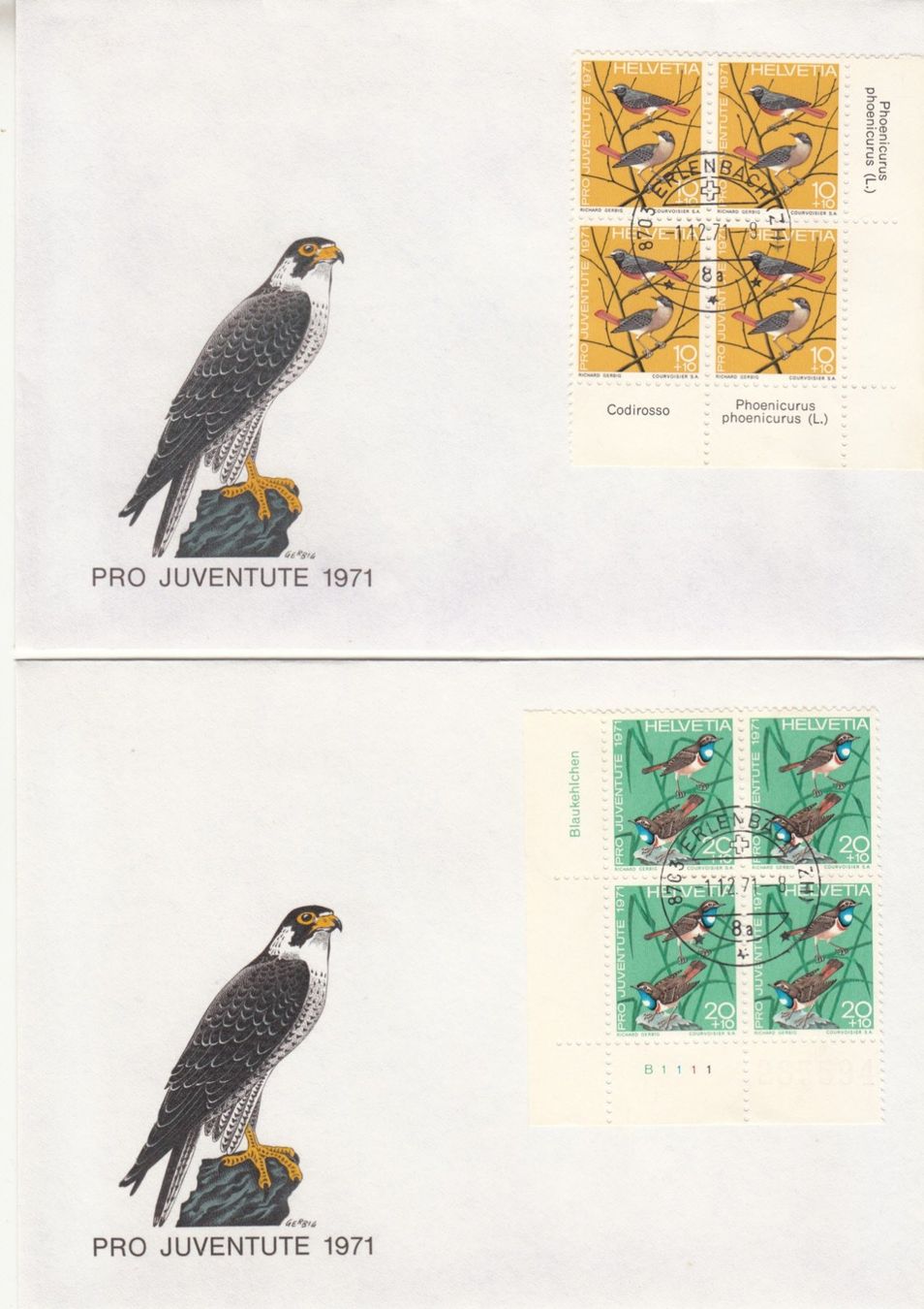 Alle Briefmarken: SBK J236 - J239 im 4er-Block FDC Erlenbach – Gebraucht aus Bürglen TG von StampGraf 1