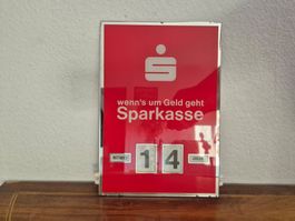 Werbeschild Ewiger Kalender Sparkasse Reklame Werbung Retro