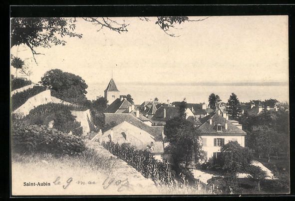 Cartoline postali: Saint-Aubin, Gesamtansicht der Ortschaft – Usato da Berlin venduto da bartko-reher