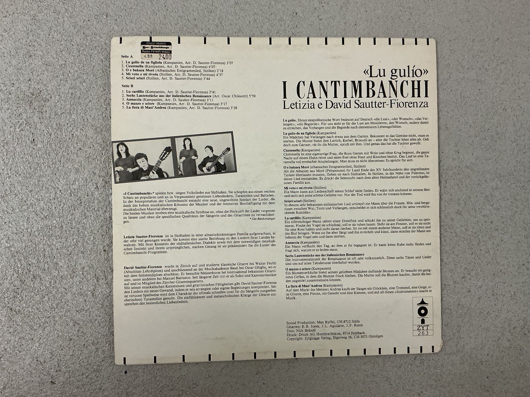 Schallplatten: I Cantimbanchi Lu gulio LP – Gebraucht aus Winterthur von Tumko-Vinyl 1