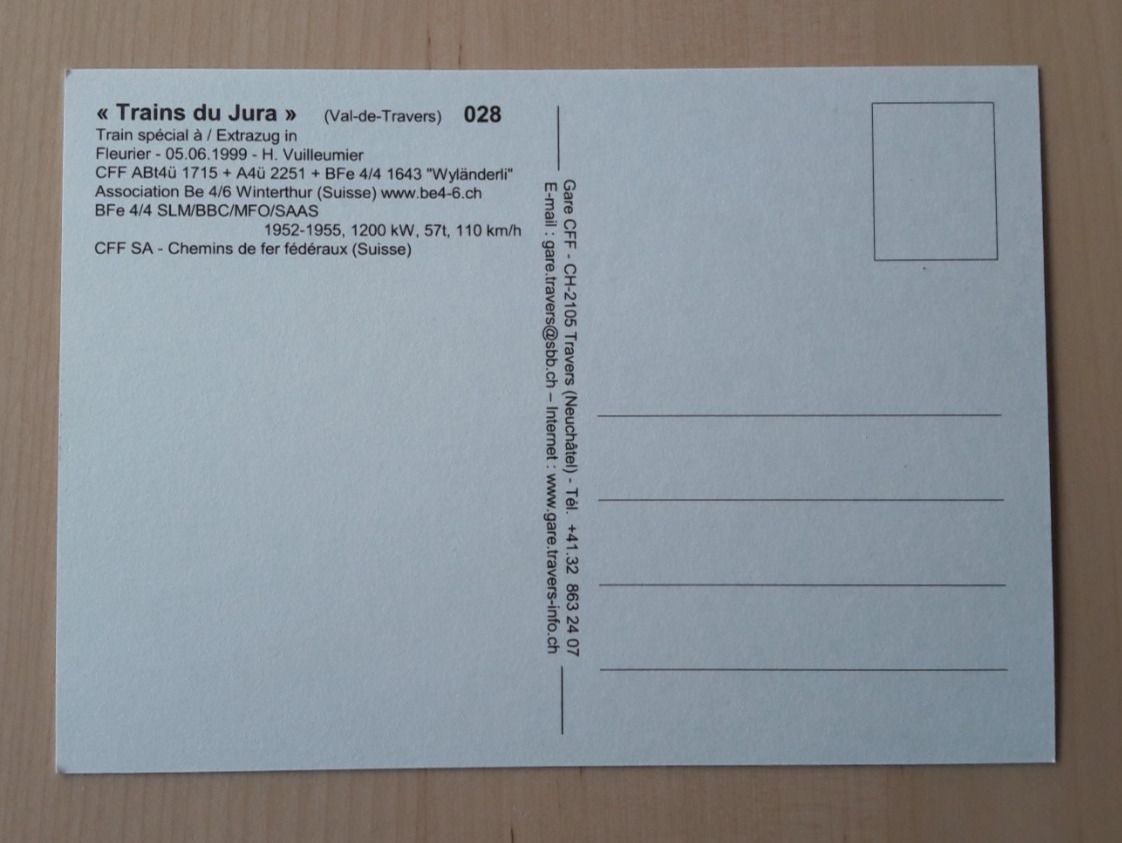 Cartoline postali: Carte postale : CFF BFe 4/4 1643 à Fleurier – Nuovo (secondo la descrizione) da Buttes venduto da Cafe2005 1