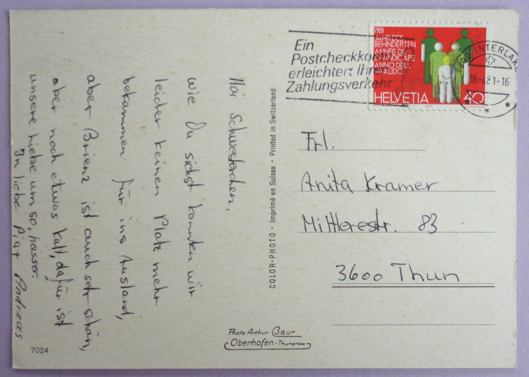 Cartoline postali: Brienz am Brienzersee – Usato da Fétigny venduto da Billy2miny 1