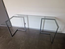 Glastisch / Bürotisch 160 × 80 cm, Sicherheitsglas, Metallge