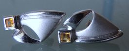 Rhodinierte Silber 925 Ohrstecker mit Citrin