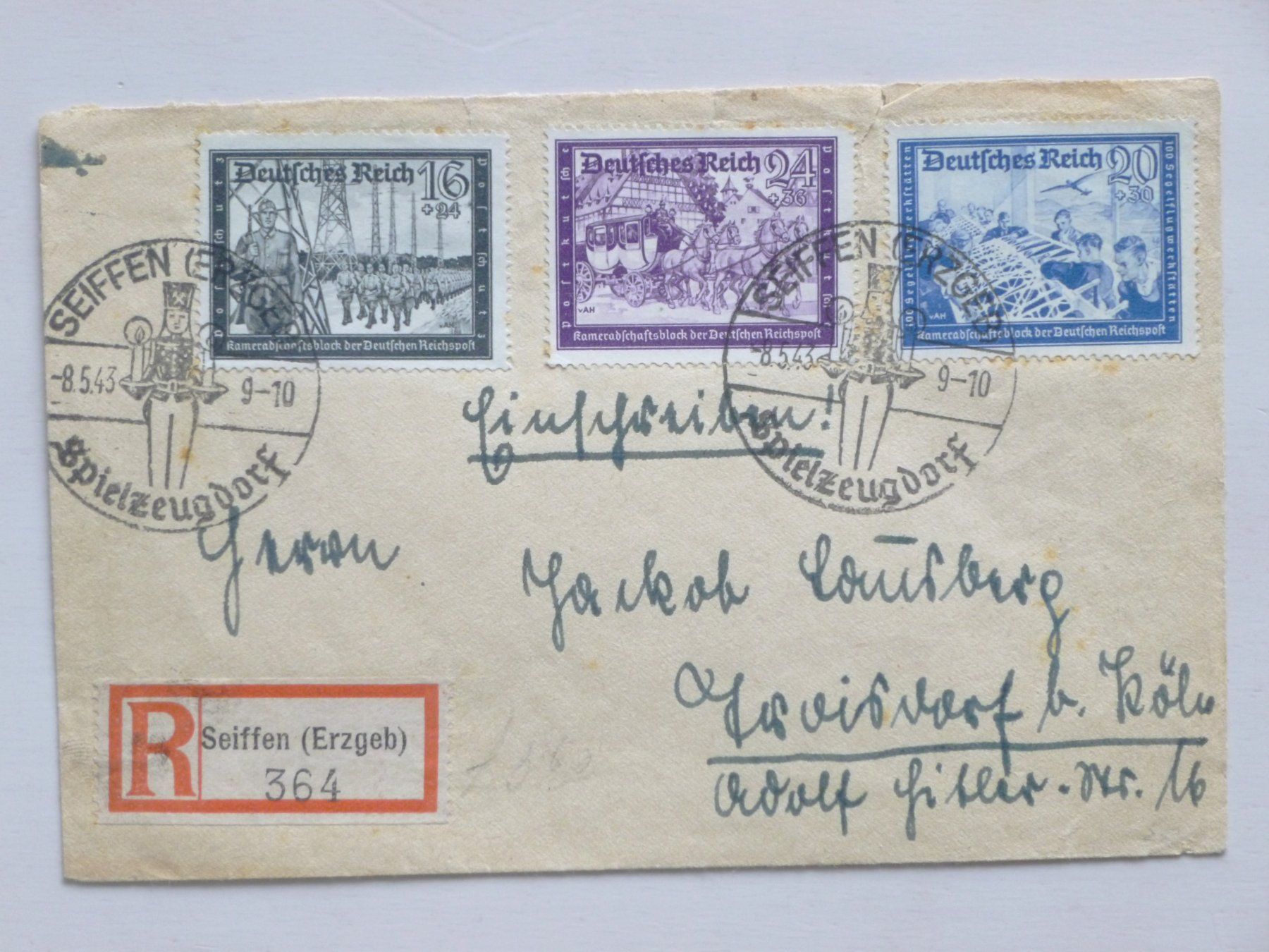 Alle Briefmarken: DR - 2 Briefe 1942 + 1943 mit Sondermarken – Gebraucht aus Uster von schepus23 1