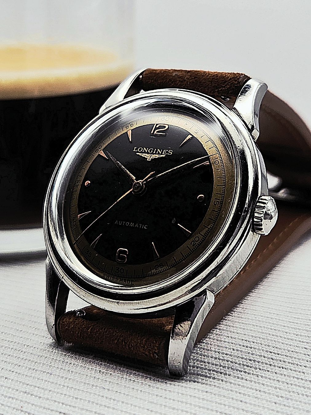 Longines Orologi: Rare Longines 22A- two-tone black -oversize - RÉVISÉE+écrin – Usato da Genève venduto da Adrian2892