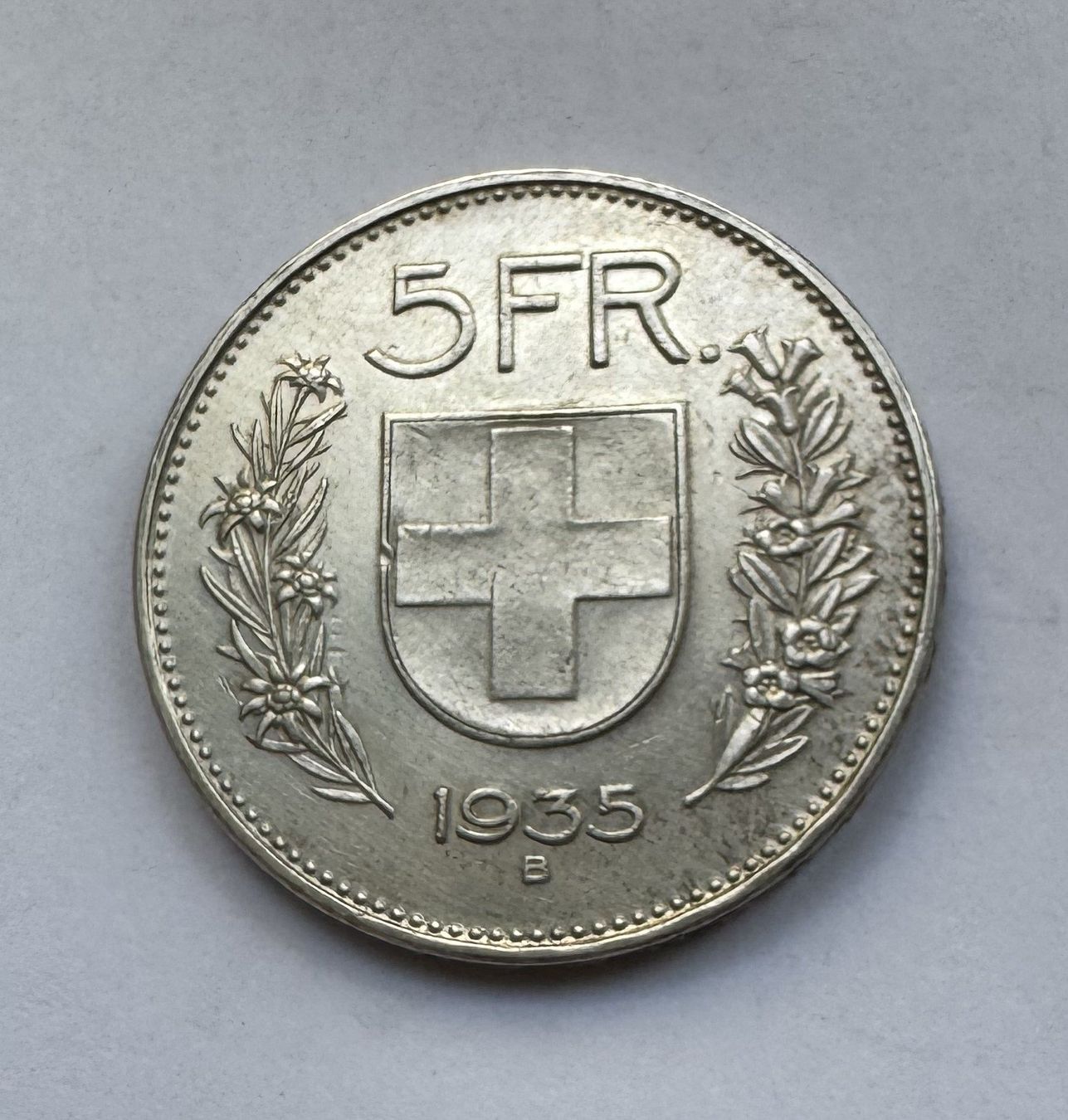 Alle Münzen: 1935 5 Franken -unz – Gebraucht aus Kirchberg SG von Z-Collection