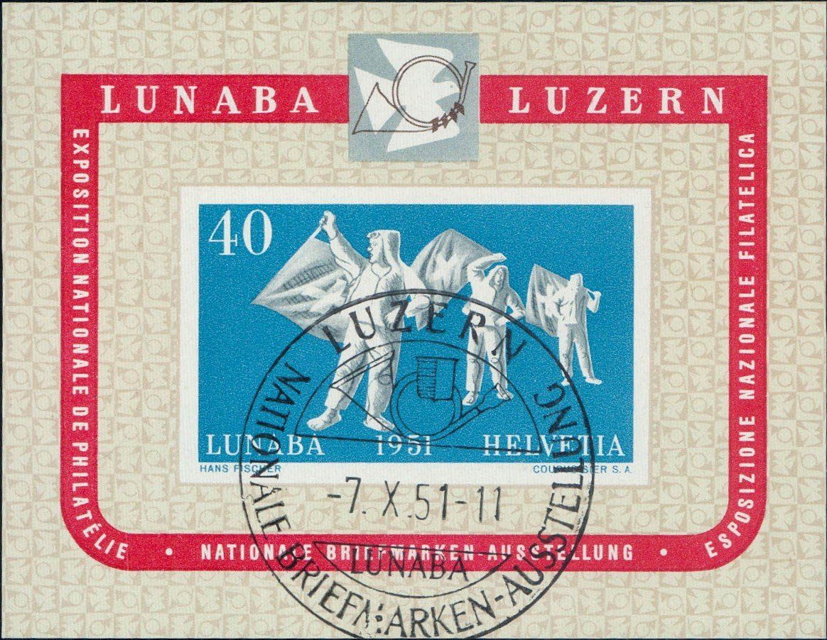Tutti i francobolli: Lunaba Block 1951, W32 gestempelt, 100.- – Usato da Horw venduto da pilatusmail
