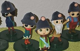 6 Mumin Figuren Set mit Hut neuwertig