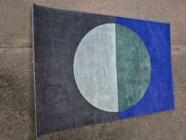 Teppich Kreis Muster blau/grau 133x187cm wenig gebraucht