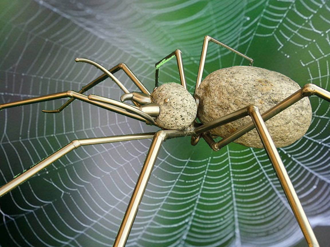Skulpturen & Statuen: Spinne aus Rostfreiem Stahl und Granit – Neu (gemäss Beschreibung) aus Einsiedeln von steelandstone