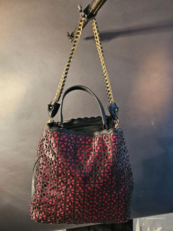 Sac à main "Lantadeli" Fantaisie, Original, Rouge et Noir