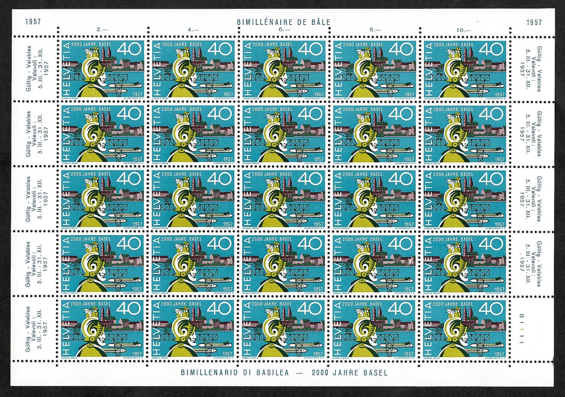 Tutti i francobolli: 1957 Bogen Satz komplett postfrisch einwandfrei – Nuovo (secondo la descrizione) da Eggersriet venduto da stamp303 6