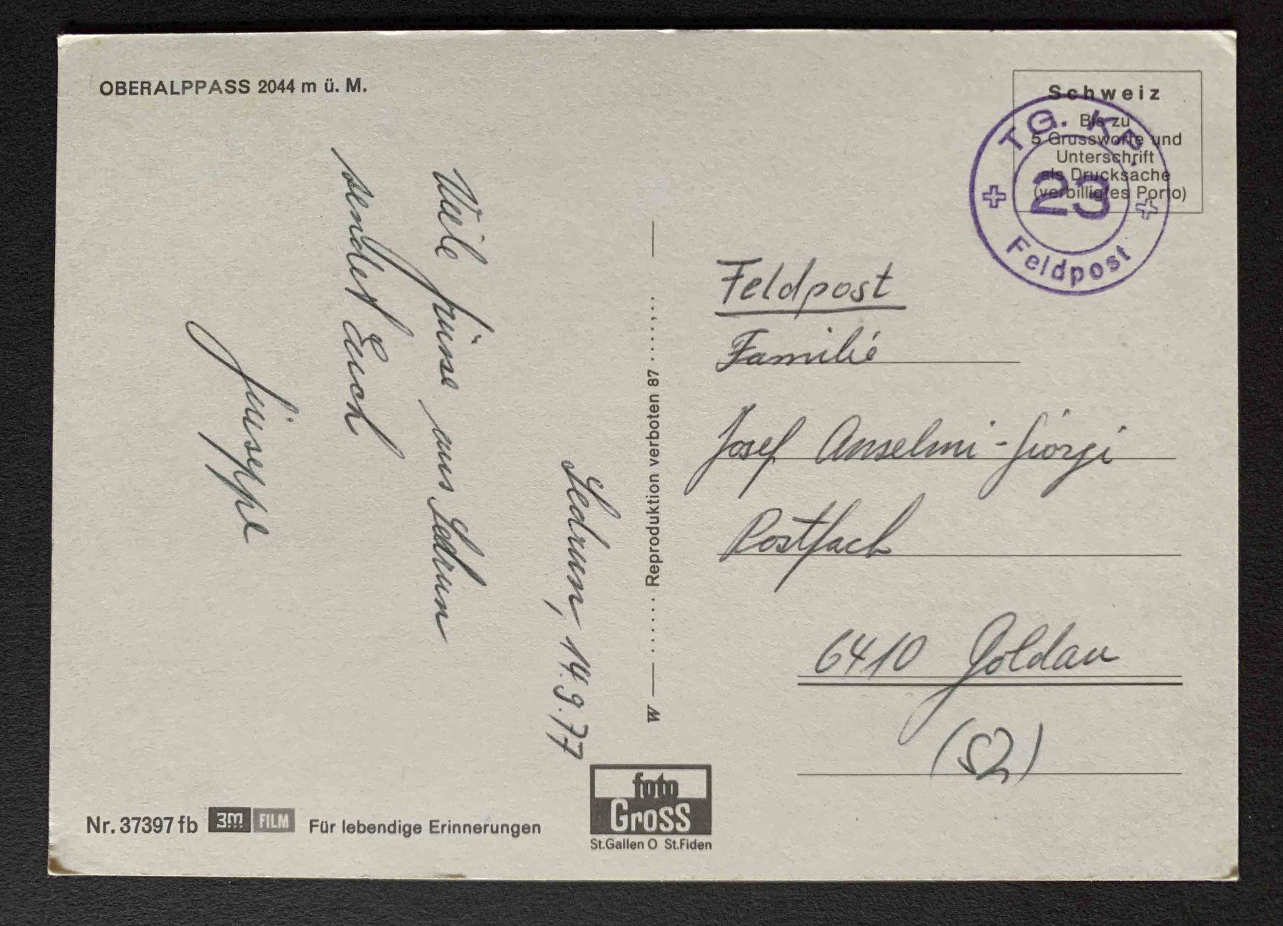 Cartes postales: AK Oberalppass Feldpost – D'occasion à Goldau par artelier1 1