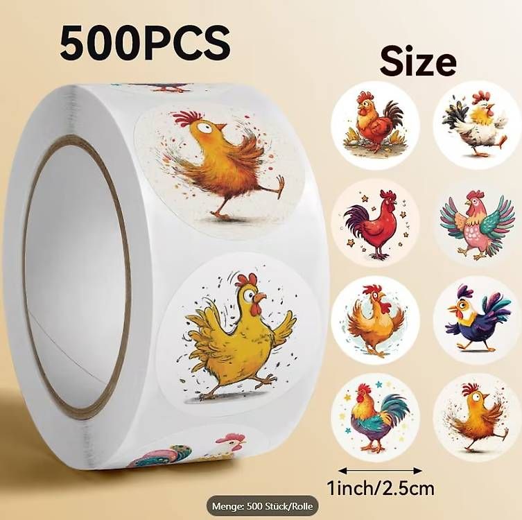 Sticker: 500 Stück Rolle Hahn-Sticker – Nuovo e nell'imballaggio originale da Gerlafingen venduto da Tsuru