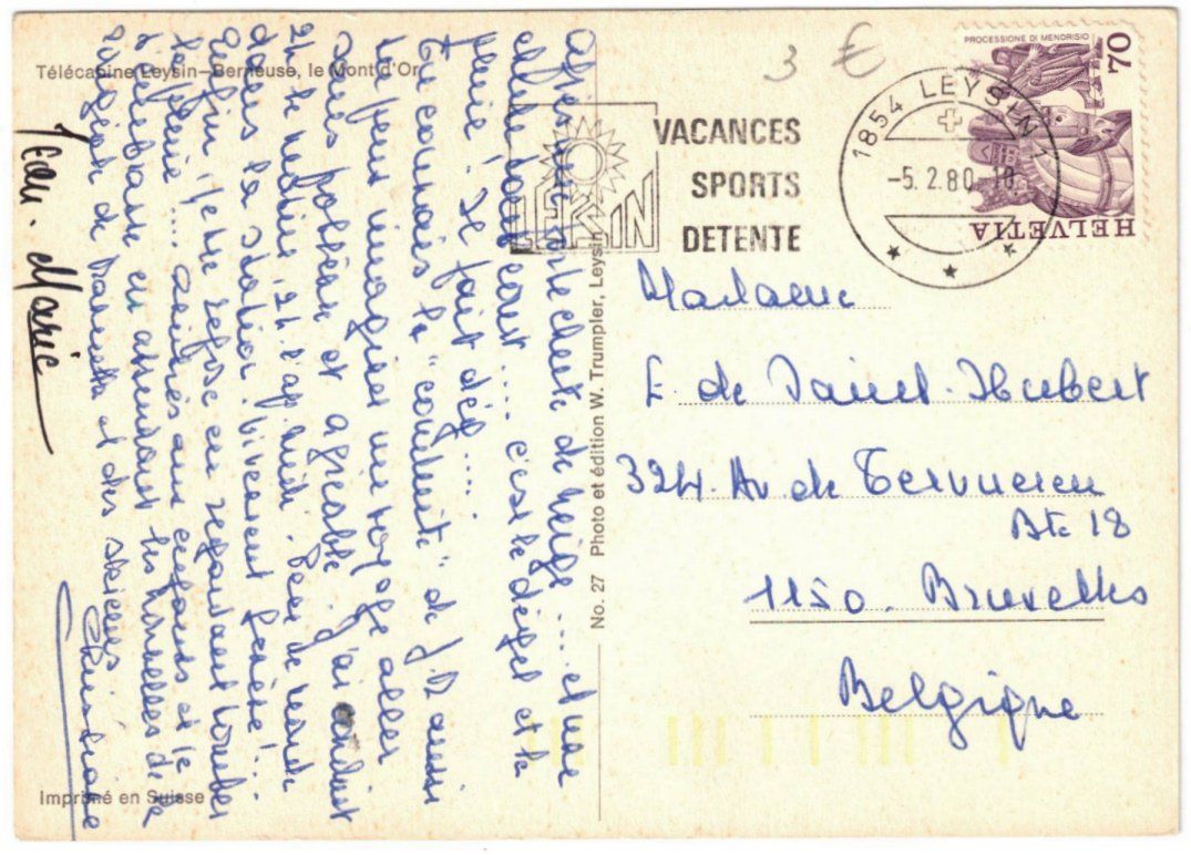 Cartes postales: Leysin - Gondelbahn Berneuse mit Mont d'Or – D'occasion à Binningen par Mountainrider 1