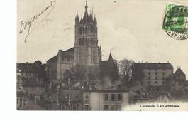 Lausanne, La Cathédrale, 1908, frankiert auf Bildseite