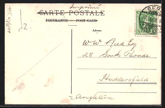 Cartoline postali: AK Bern, Gurtenkulm, Alpenpanorama, 1908 – Usato da Berlin venduto da bartko-reher 1