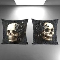 💀🌹 2er Set Kissen – Skull & Rosen Gothic Style ✨