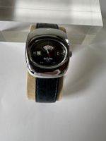 Sicura Scheibenuhr Edelstahl 1970er Jahre Armbanduhr