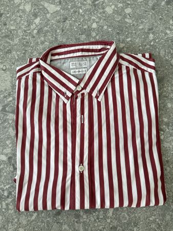 Herren Hemd Brunello Cucinelli gestreift rot weiss Grösse XL