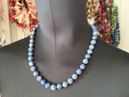 Natürliche Vintage Lapislazuli Perlenkette
