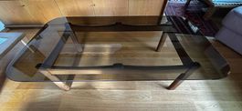 Handgefertigter Vintage, Mid-Century Couchtisch Rauchglas
