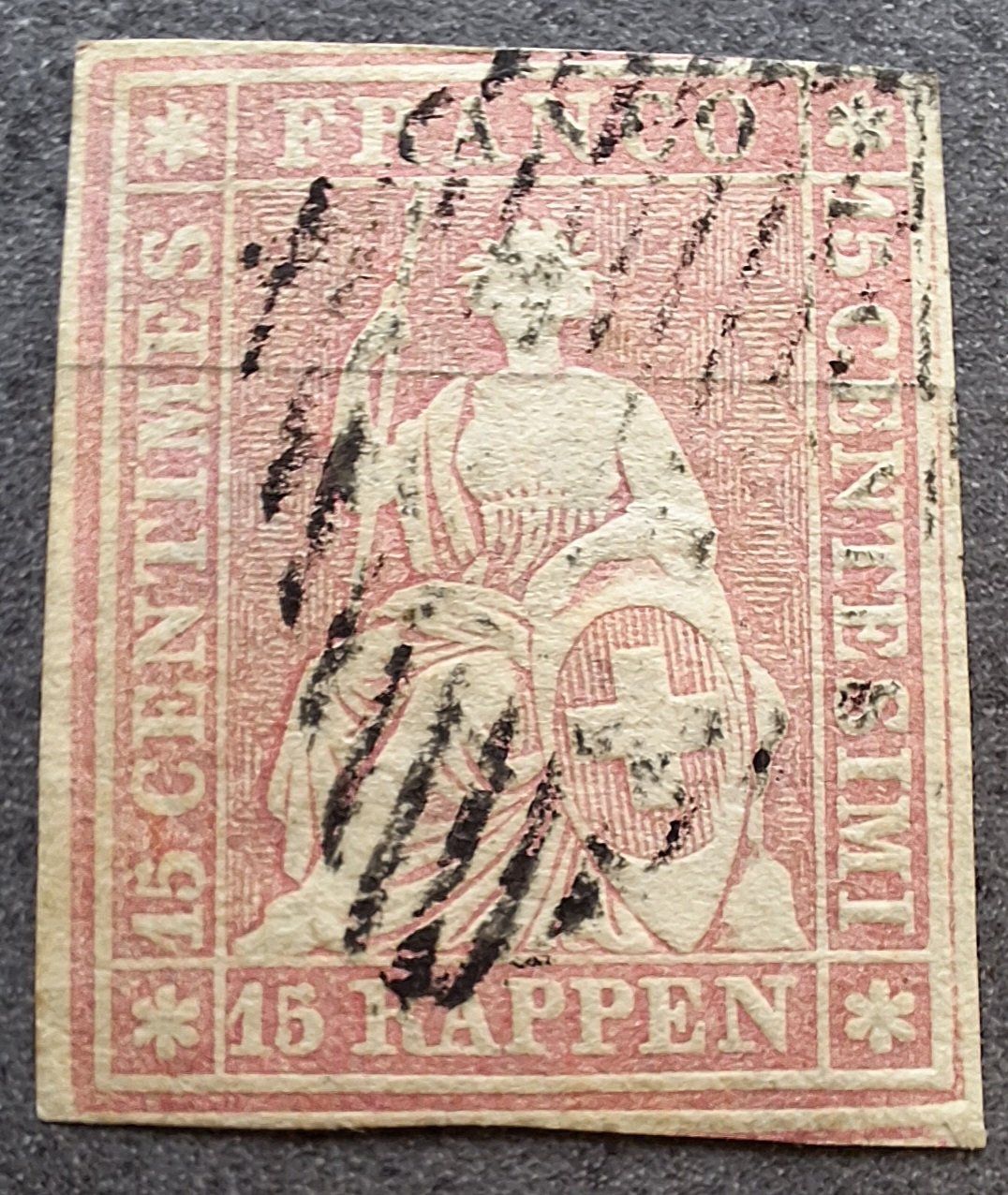 Tutti i francobolli: Strubel 24B Kat. 140.- – Usato da Balgach venduto da SIMEON27