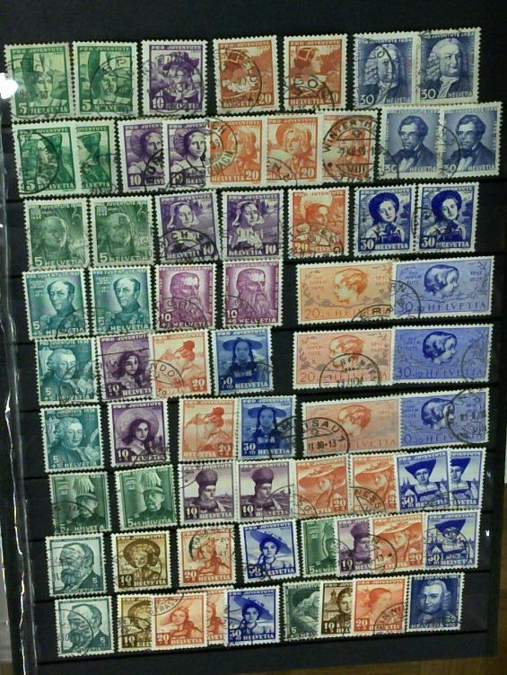 Tutti i francobolli: Pro Juventute 1925-1941 Lot gestempelt mit einigen Doppelten – Usato da Sirnach venduto da Melisangi 1