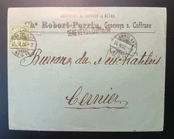 Wertziffer auf Firmenbrief mit Bahnstempel nach Gernier 1902