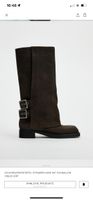 Zara Velourslederstiefel braun