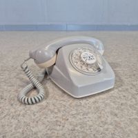 Vintage Telefon Wählscheibentelefon 1970 Jahre Phone grau