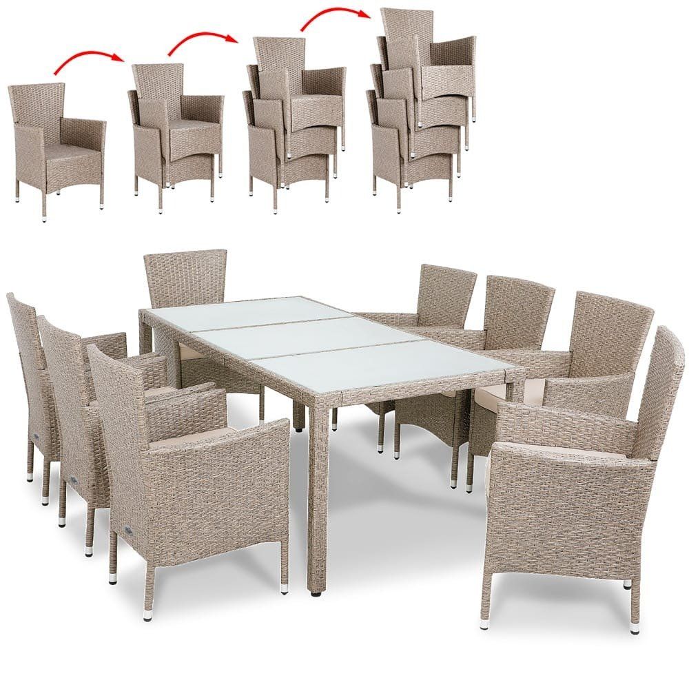 Set di tavolo e panche: Polyrattan Sitzgruppe 9 teilig - Beige – Nuovo e nell'imballaggio originale da Winterthur venduto da aredo 1