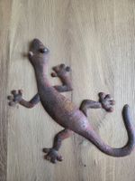 Wanddekoration Gecko Metall rostfarben guter Zustand