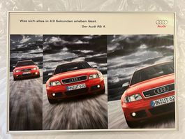Eingerahmtes AUDI RS 4 B5-Poster, neuwertiger Zustand