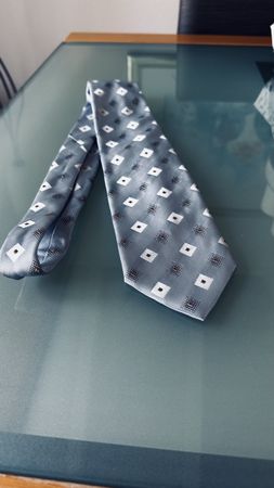 Krawatte JOOP Muster  Silbergrau Seide neuwertig